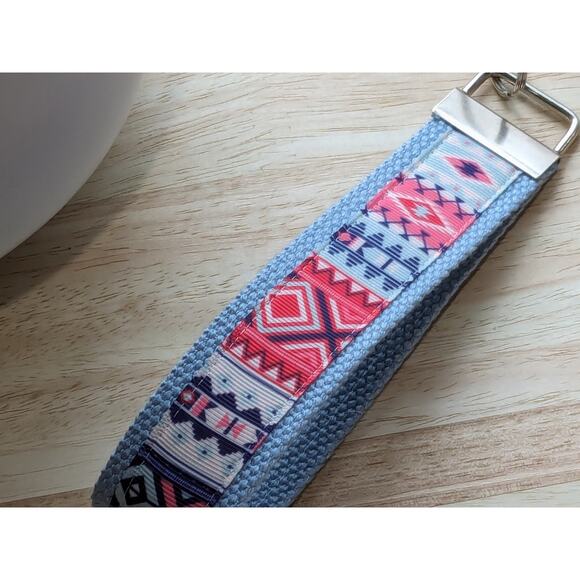 Aztec Keychain Wristlet Fabric Key FOB Gift Diamond Tribal XO Western Cowboy - Picture 3 of 9